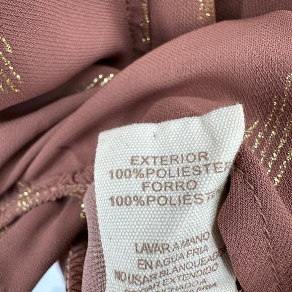 Mystree Long Sleeve Top WMNS L Mauve Gold Built In Cami Adjustable Strap Hi Low - Picture 12 of 12